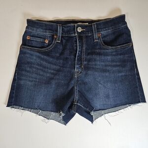 Levis Cutoff Jean Shorts Womens 28 High Rise Dark Wash Denim Jorts Beachy Summer